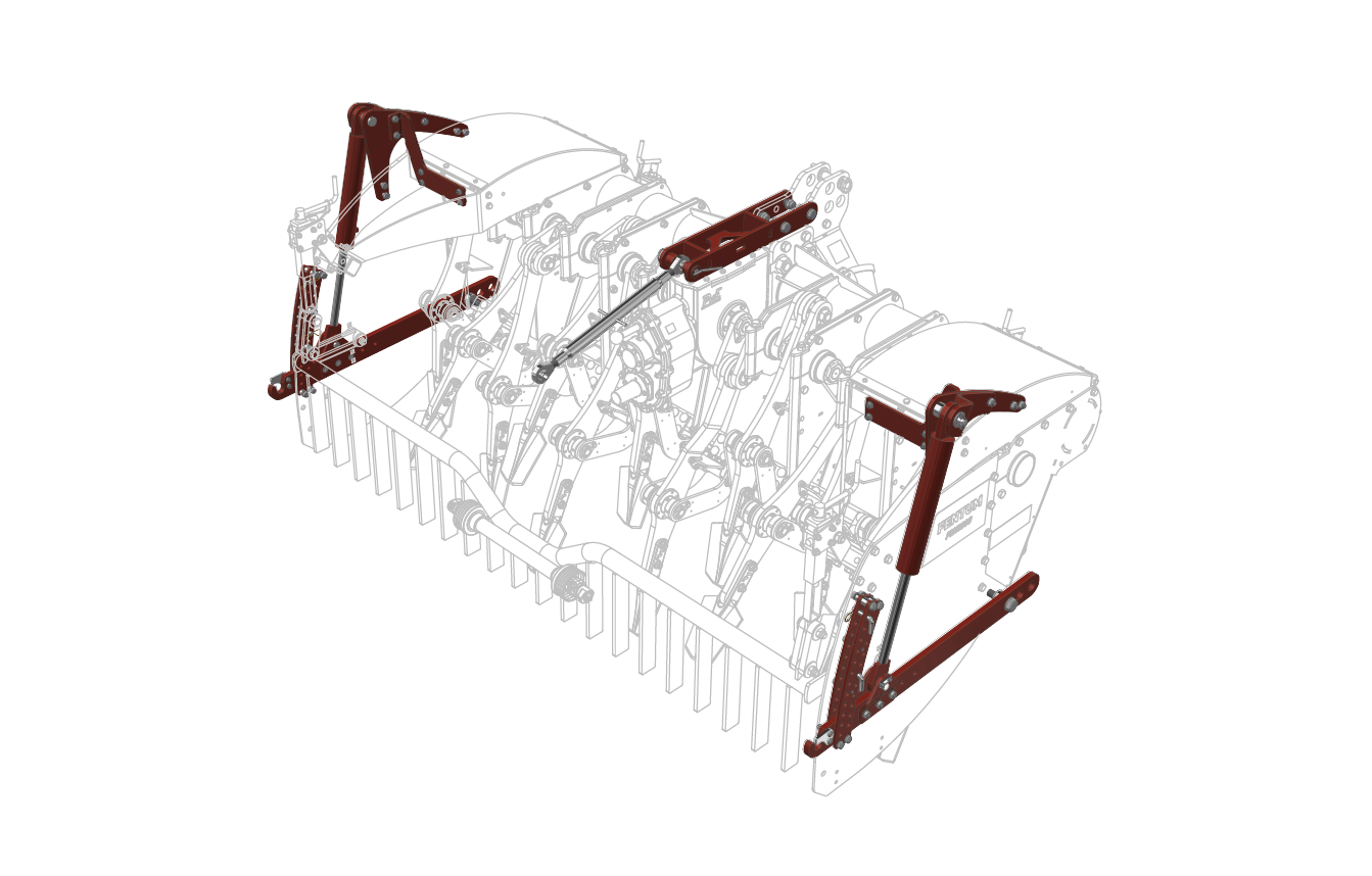 Hydraulic side linkage behind spading machine